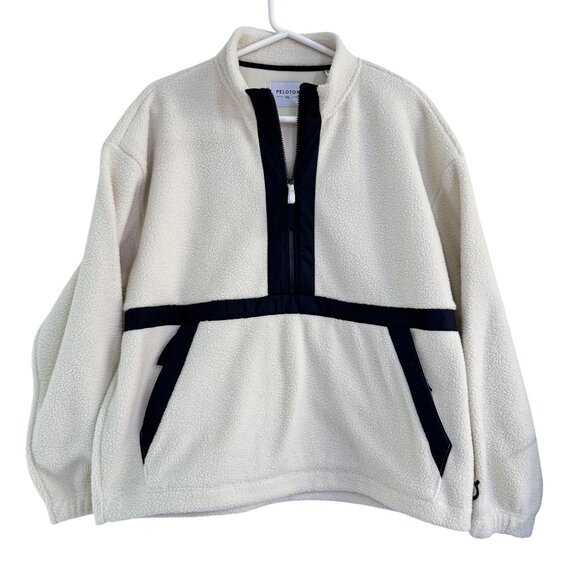 NWOT Peloton Womens Sherpa Fleece Pullover Ivory & Black Long Sleeve Jacket XXL - Picture 1 of 7